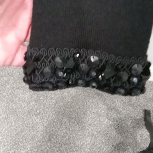 Ann Taylor black cardigan with hook closure and beaded detail trim. Size Small - Picture 4 of 5